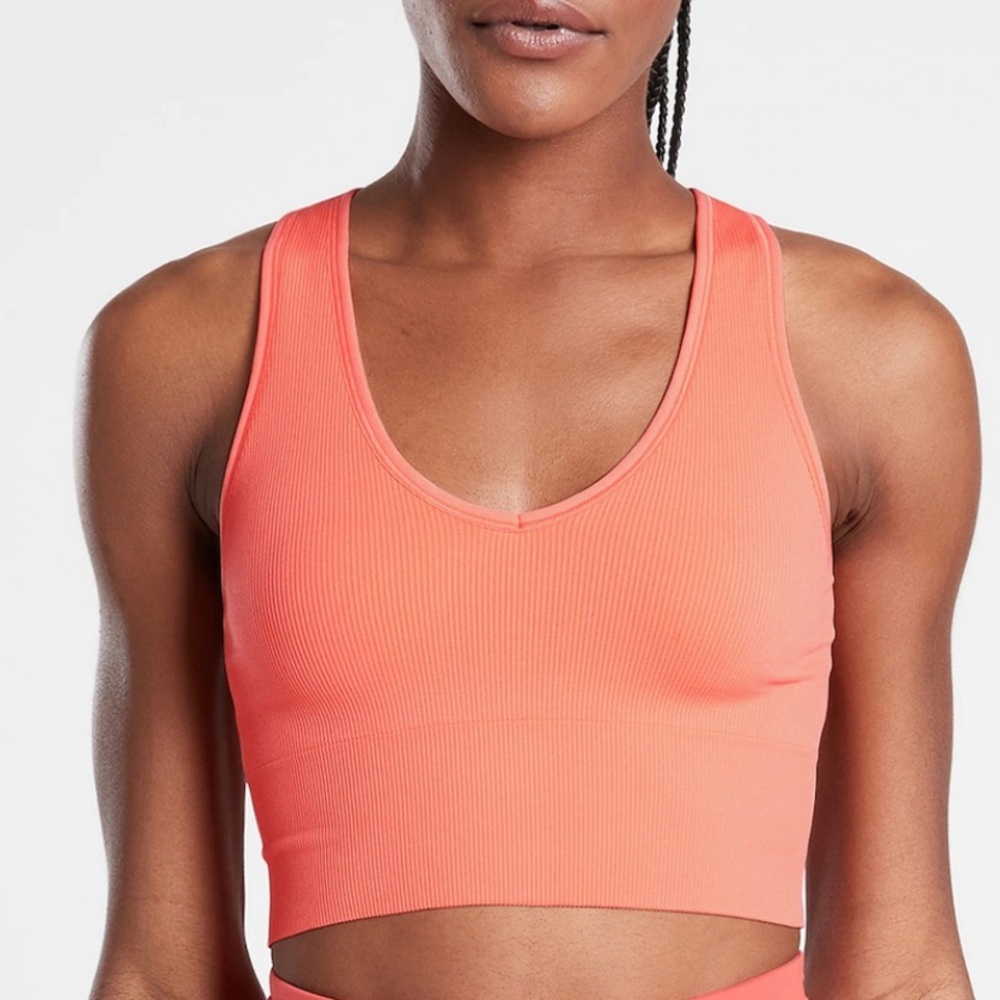 NWT CK Performance Thin Rib V-Neck Seamless Crop Top